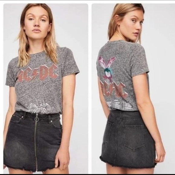 FREE PEOPLE ZIP HAVEN DISTRESSED RAW HEMLINE DEMIN SKIRT EUC SIZE 29 - Picture 6 of 12